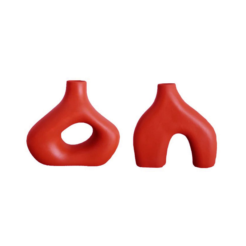 Coye Ceramic Table Vase, 19cm H x 15cm W x 4cm D, Terracota