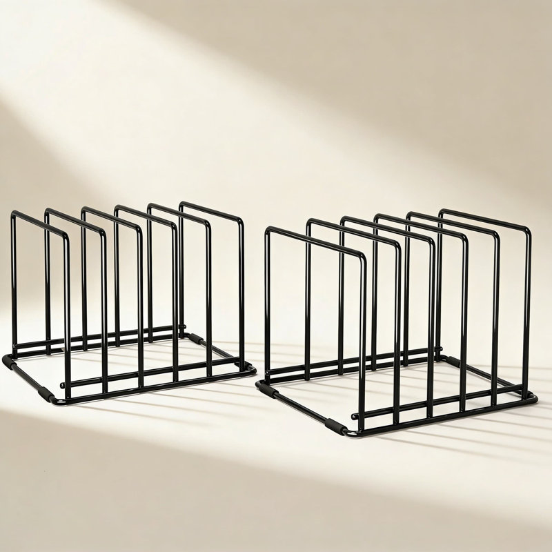 Ensemble de 2 planches à découper, support de rangement en acier à 5 fentes pour planches à découper, plaques de cuisson, plateaux et poêles, armoire peu encombrante ou solution de comptoir