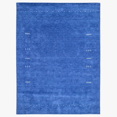 Rectangle Shriram Machine Woven Polyester Area Rug in Navy