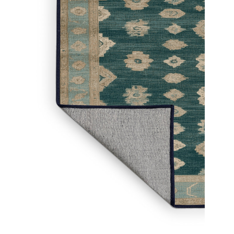 Machine Washable Overdyed Blue Area Rug, Square 3'