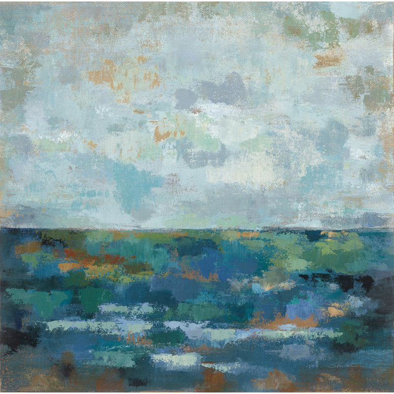 Seascape Sketches II - impression sur toile tendue, H 12 po x l 12 po, Cadre simple blanc, Oui