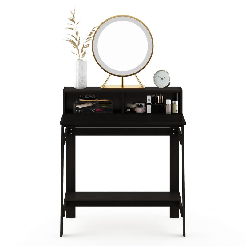 Annie Working Study Desk with Desk Hutch , Black