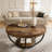 2-Tier Round Wooden Central Cocktail Table With Shelves-560178248