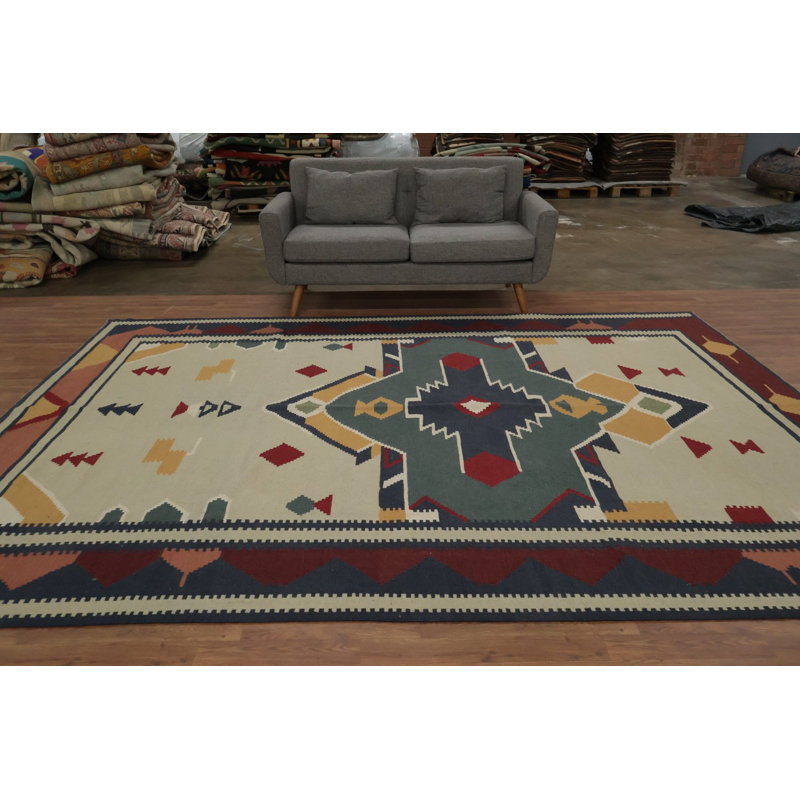 Tapis turc à motif géométrique kilim 9 x 11