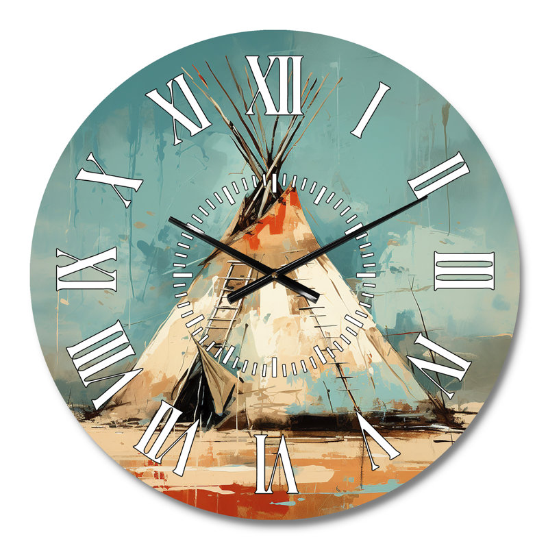 Horloge murale turque beige Tipi Whispers of Spirit - Native American, Médium