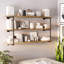 Tablettes 60 po, étagère en bois, tablettes murales pour livres, longue tablette murale, brûlé, 3 niveaux, 3 planches de bois massif incluses