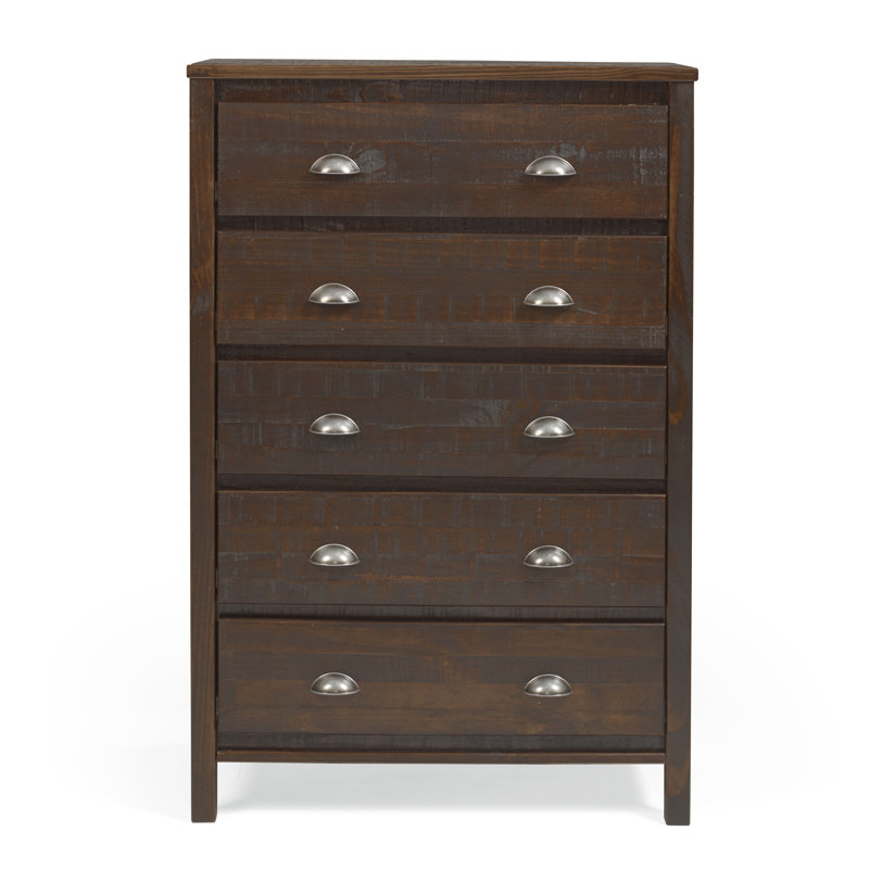 Commode 5 tiroirs Lanora, Noyer