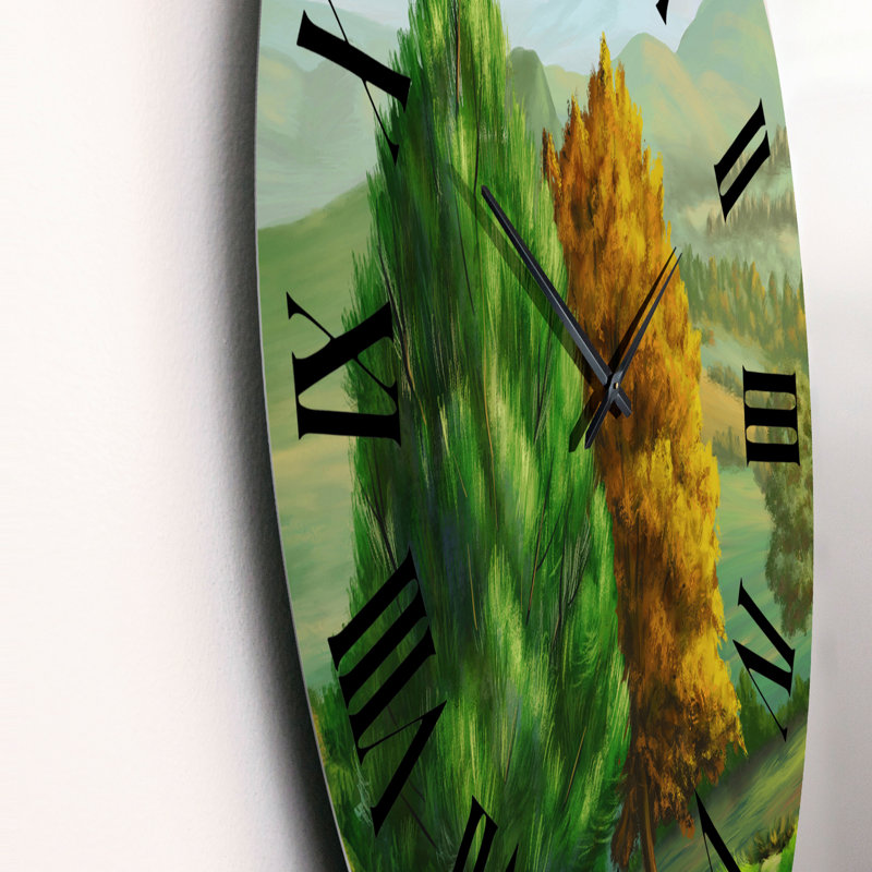 Horloge murale verte et orange dans les champs, Petit