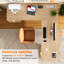 Bureau de direction en L 68,9 pouces avec station de charge, bureau d'angle cannelé moderne avec tiroir classeur et armoire de rangement, bureau personnel en bois, bureau d'ordinateur, bureau en chêne naturel