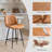 26.97" Counter Stool With Faux Leather And Curved Walnut Wood Backrest Design-595812644