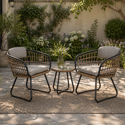 Chaises de salle à manger d'extérieur en osier 2 pièces pour terrasse et jardin