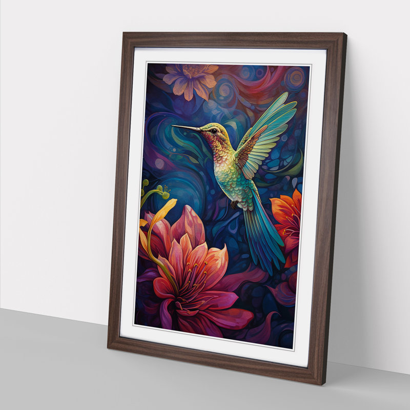 Hummingbird Symbolism - Framed Print, Walnut Framed, 46cm H x 34cm W x 2cm D