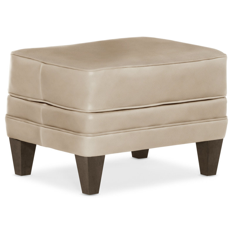 Willow Ottoman, Cobblestone, Aline Fumo Genuine Leather