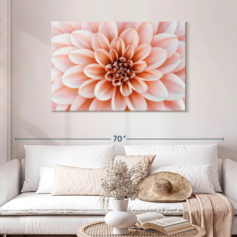 Floral pêche, H 30 po x l 45 po