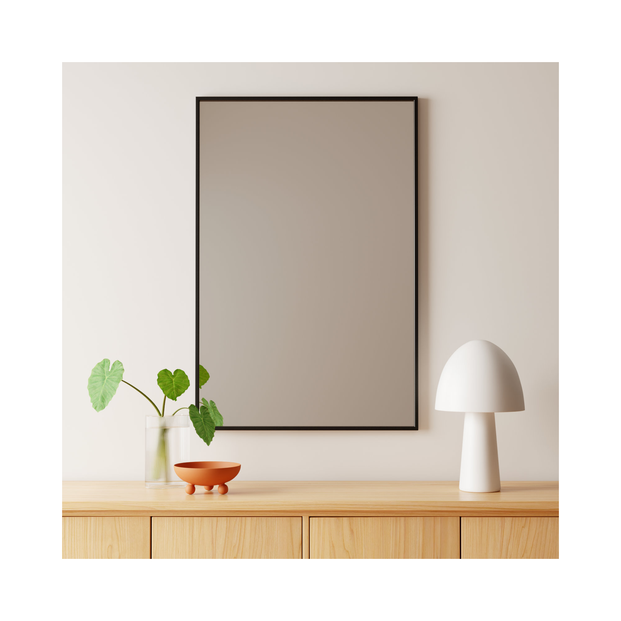 Sabine Metal Rectangle Wall Mirror, 42" x 28", Black