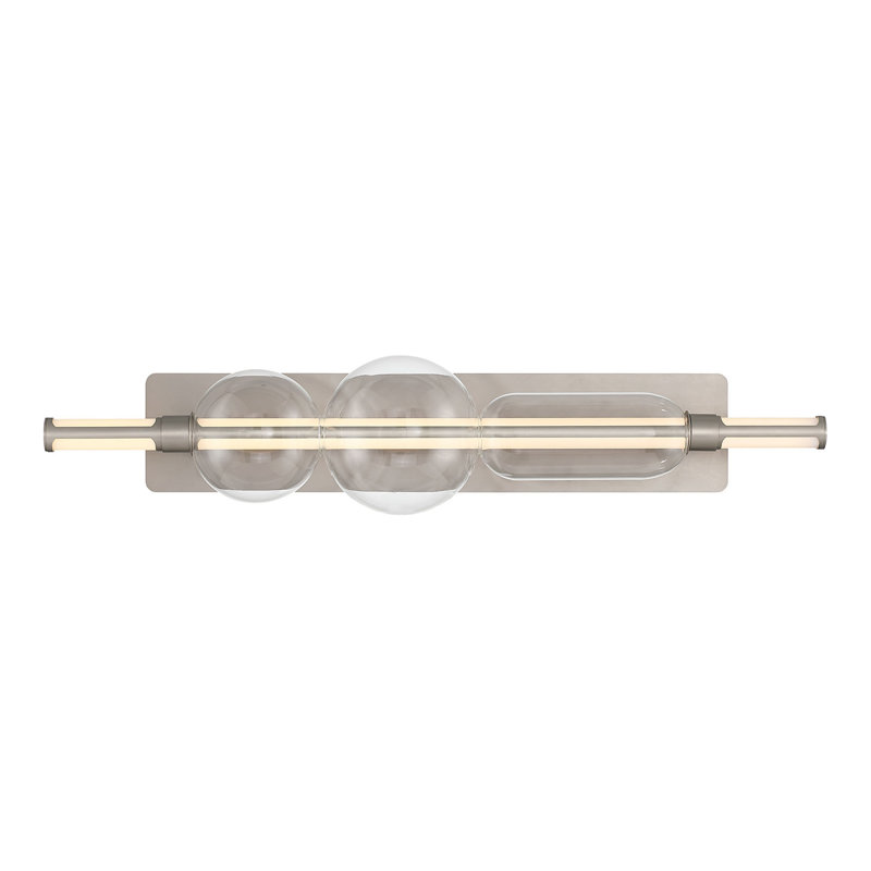 Meuble-lavabo, 34 po, nickel satiné, verre transparent, Nickel satiné