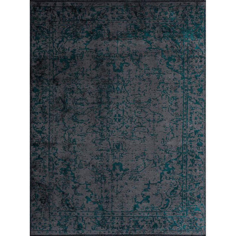 Rapture Teal/Gray Oriental Luxury Area Rug, Rectangle 7'10" x 11'2"