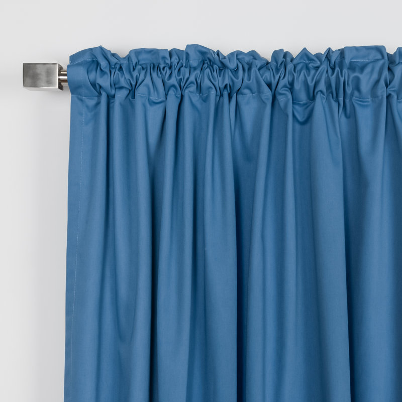Rideau en mélange de coton Desma, L 52 po x L 96 po, Bleu