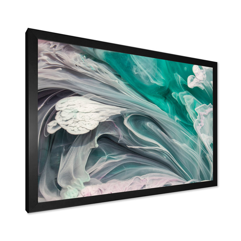 Turquoise et mauve liquide, reproduction d'art sur toile, Impression noire sur toile encadrée, H 8 po x l 12 po x P 1 po