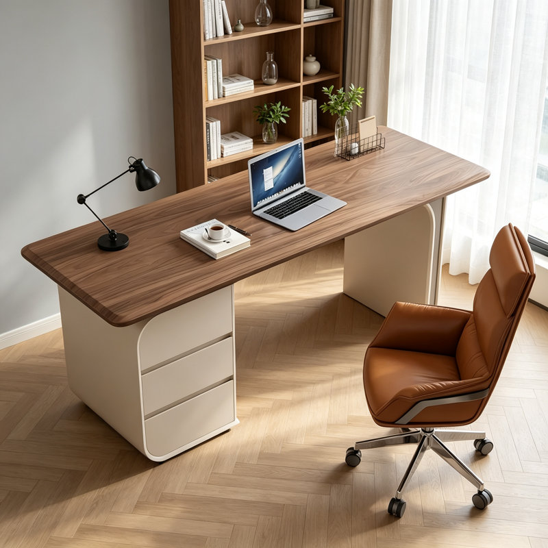 Bureau rectangulaire minimaliste en hévéa massif, H 29,5 po x l 63 po x P 27,56 po