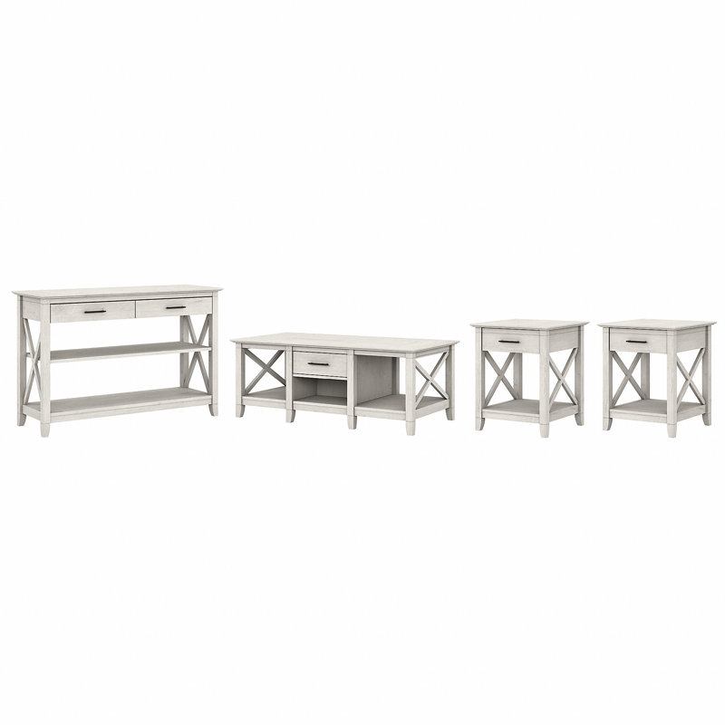 Ensemble de table 4 pièces Kaionna, Chêne blanc lin
