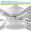 Ventilateur de plafond blanc mat 6 pales 54 pouces avec télécommande, ensemble d'éclairage à DEL à intensité variable et moteur réversible Pagoda-286469481-286469480