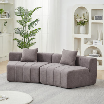 Chenille Curved Modular Sectional Sofa With Pillows For Living Room, Bedroom, And Lounge Areas.
