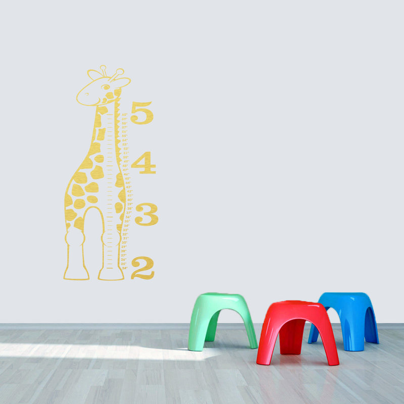 Décalcomanie murale « giraffe growth chart », Or