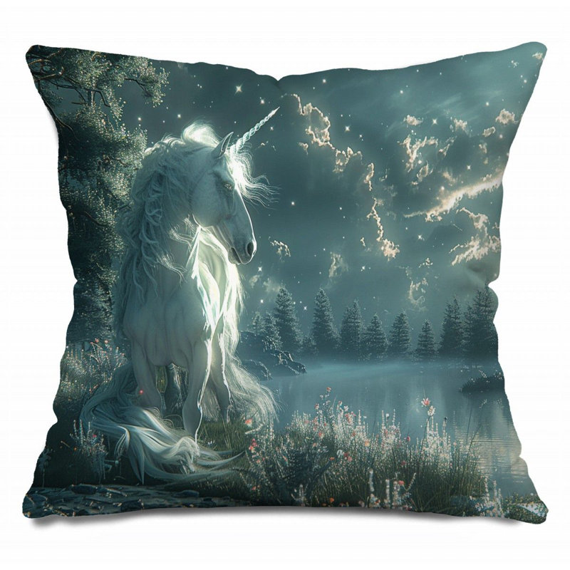 Coussin Trendy, Bleu-gris, H 16 po x l 16 po