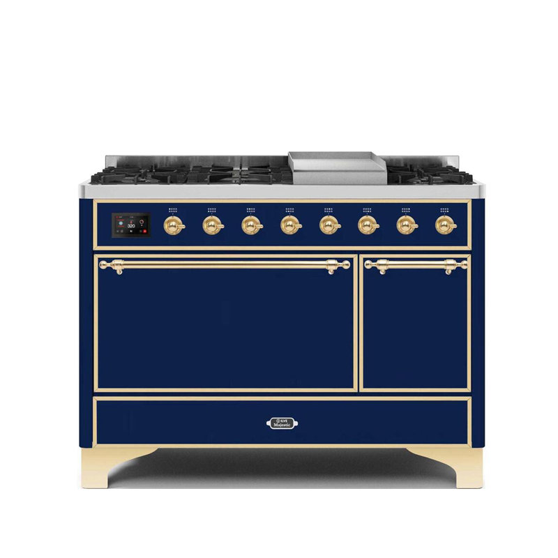 Majestic II 47.83" 5.02 Cu.Ft. Freestanding Dual Fuel with Griddle and Convection Oven, Natural Gas, Stainless Steel/Brass