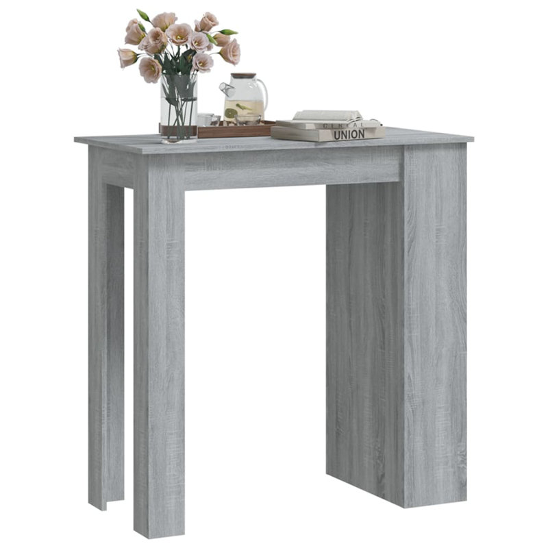 Bar Table Kitchen Pub Bistro Table with Storage Rack Engineered Wood, Grey