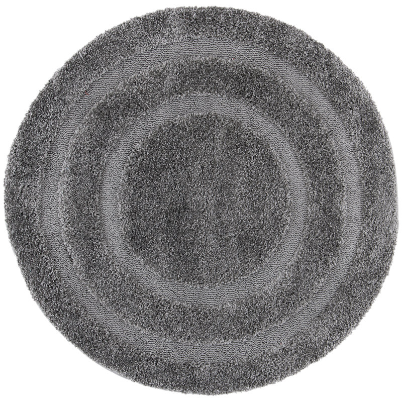 Assar Geometric Gray Area Rug, Round 6'7"