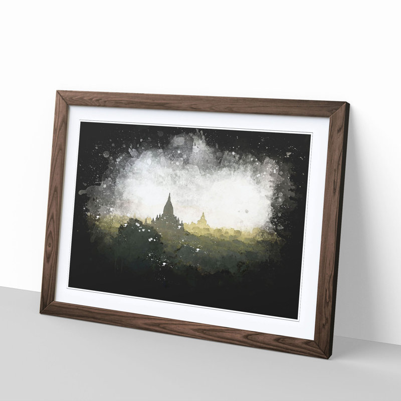 Old Bagan in Myanmar - Picture Frame Graphic Art Print, Walnut Framed, 24cm H x 33cm W x 2cm D