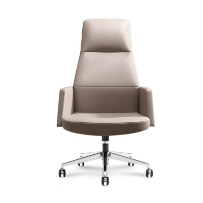 Chaise de bureau LightGray + DarkGray + réglable en cuir véritable argenté + similicuir + alliage d'aluminium
