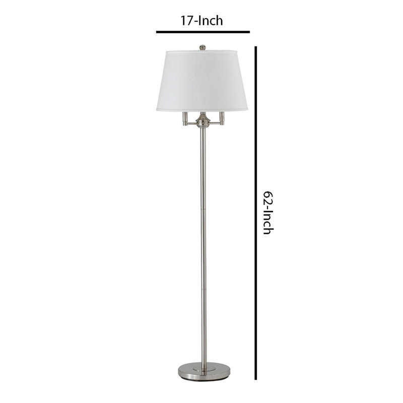 Gurnoor 62'' Traditional Floor Lamp, Silver, White