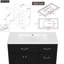 Meuble-lavabo noir 36 po avec lavabo en céramique, armoire en bois massif et tiroirs pour salle de bain moderne-829787266