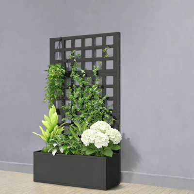 Durable Steel Planters With Trellis, Modern Style For Home Gardens
