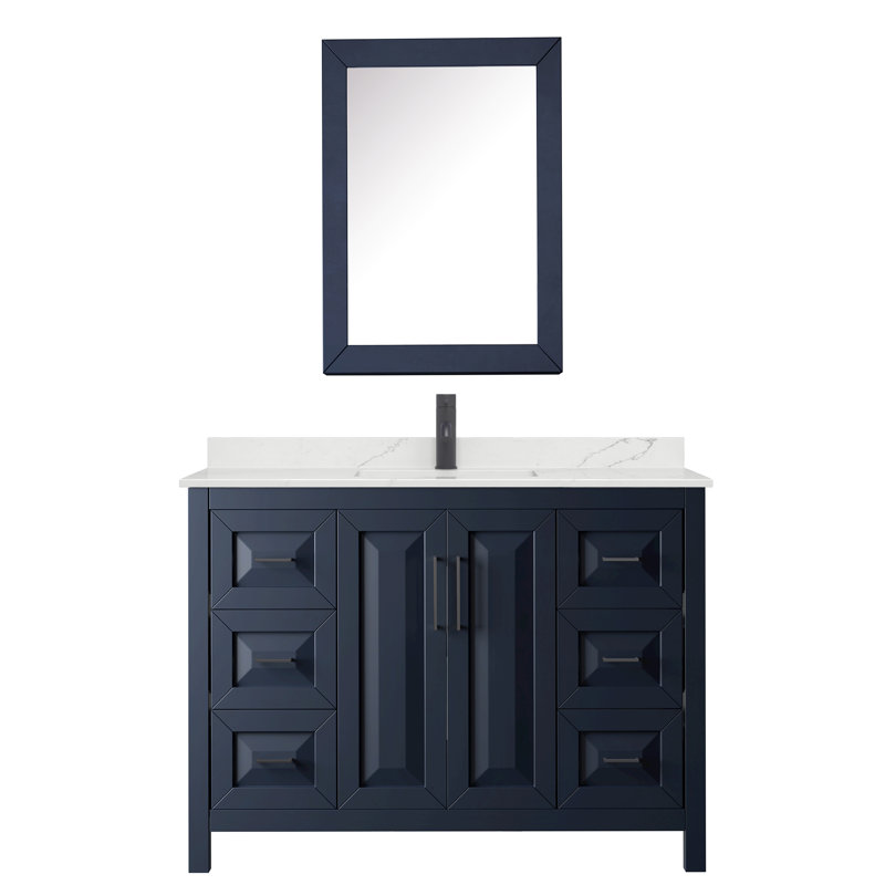Daria 48'' W Vanity, Matte Black, Blue, Giotto Quartz