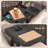 Bamboo Couch Armrest Table With Couch Cup Rest,Non-Slip Armrest Tray Table For Couch,Adjustable Sofa Table With Rotating Phone Holder,Perfect For Living Room And Dining,Black-2084569645