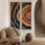 Bagues en pierre superposée bleu rouille et marron, motif abstrait naturel – Ensemble de 2 impressions d'art encadrées sur toile 60 po x 20 po x 2-134739498-134739496