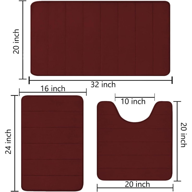 Tapis pour salle de bain Yorlei, Vin rouge