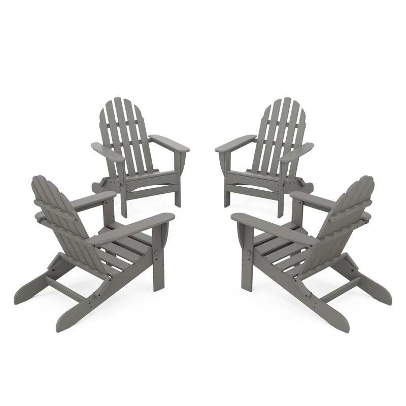 4-Piece Classic Folding Adirondack Conversation Set, Slate Gray