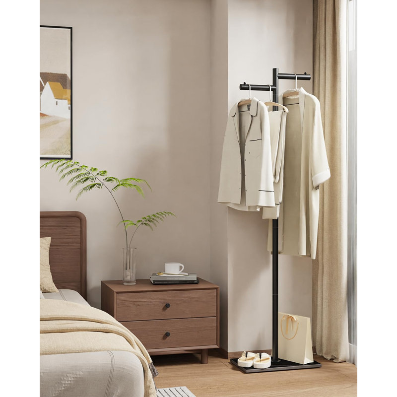 Portemanteaux, portemanteaux autoportants en métal, portemanteau en forme de Z avec base en pierre naturelle, pour chambre à coucher, bureau, couloir, entrée, salon, noir