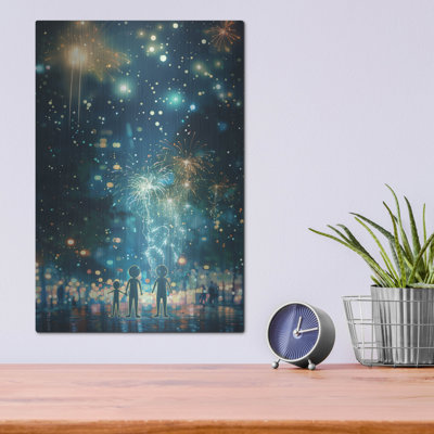 Art mural en métal «Fireworks» par r3darch0n Luxe, 12 po x 16 po