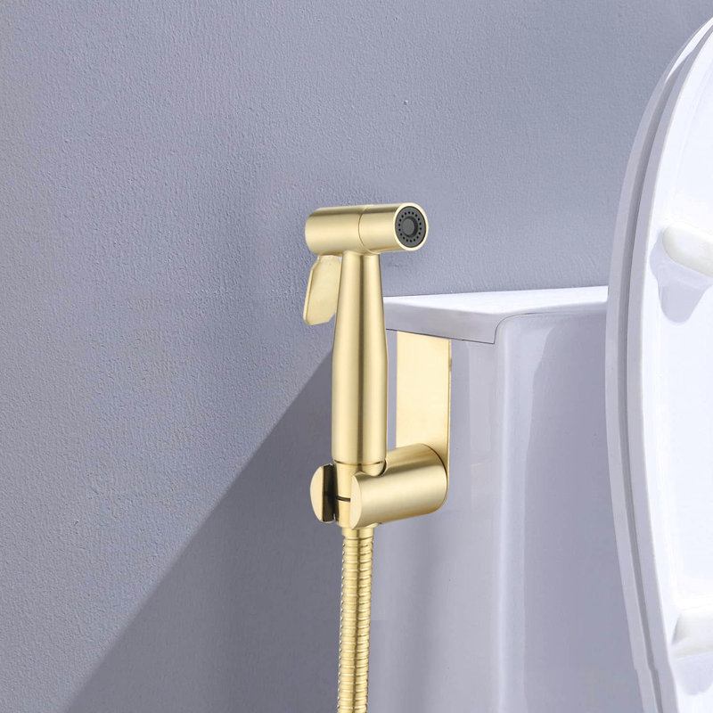 Bidet à main pour l'hygiène de la toilette - Métal doré brossé, réglages de jet polyvalents
