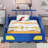 Twin Wooden Race Car Bed – Car-Shaped Platform Bed With Wheels-489415487