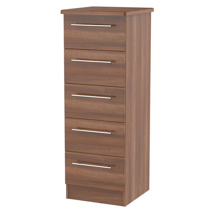 Fully Assembled Lyndale 5 Drawer Chest, Walnut