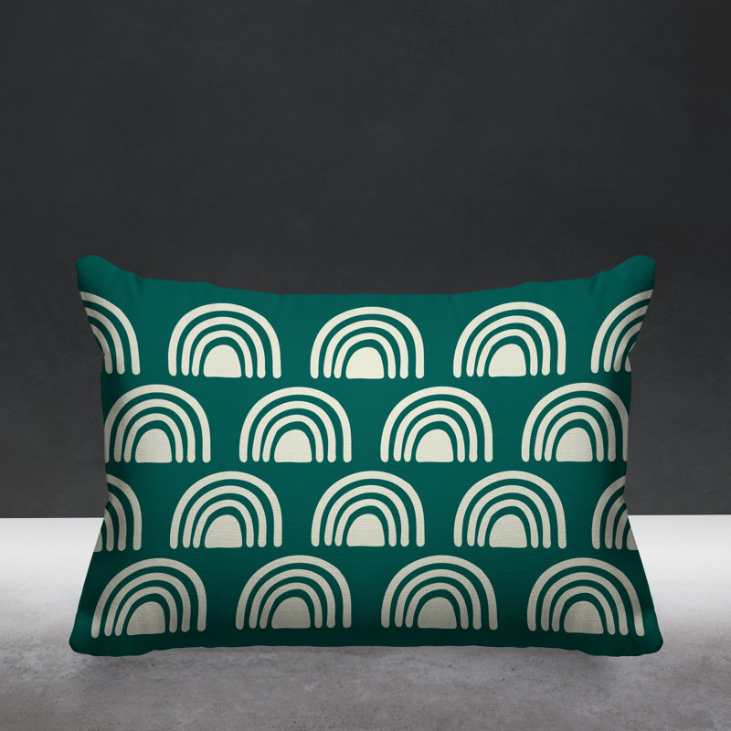 Coussin décoratif intérieur / extérieur Rainbow Boho, Émeraude