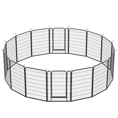 Metal Dog Playpen For Outdoor Use, 39.46"H Pet Exercise Pen With Automatic Gravity Lock, Rust- 16 Panels Fence - Versatile Shape Options And Rust Resistance