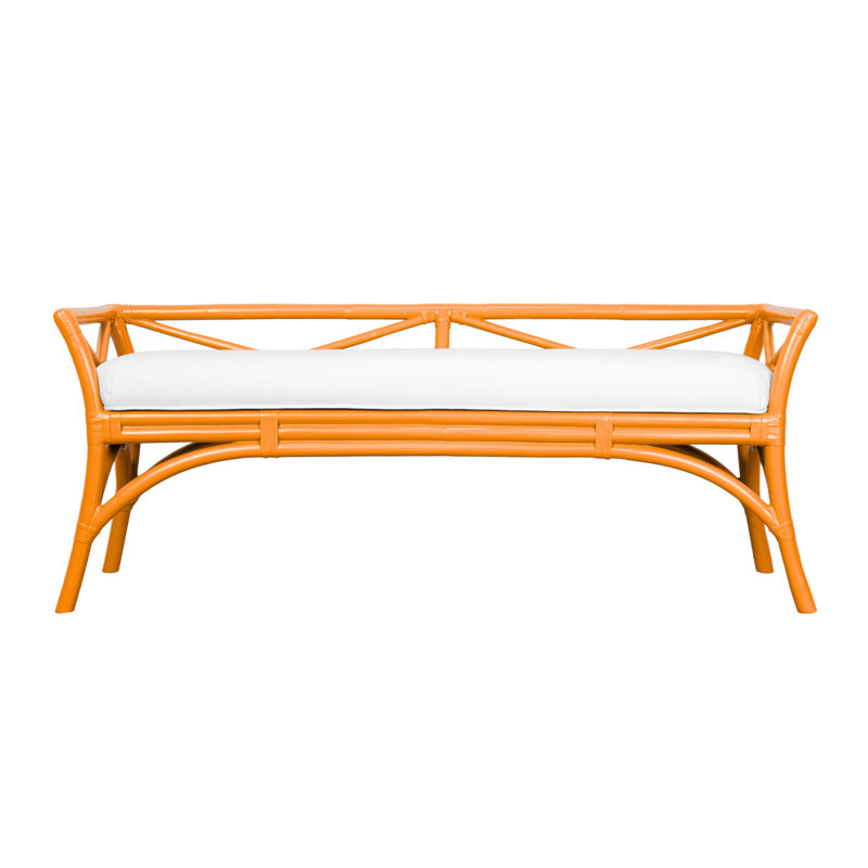 Wicker Bench, Citrus Orange